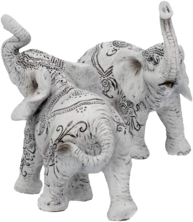Nemesis Now Henna Harmony Set of 2 9.5cm Elephant Figurines, White