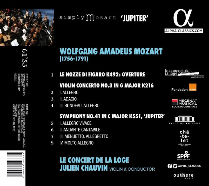 Mozart: Violin Concerto No. 3, Symphony 'Jupiter', Le nozze di Figaro Overture [Audio CD]