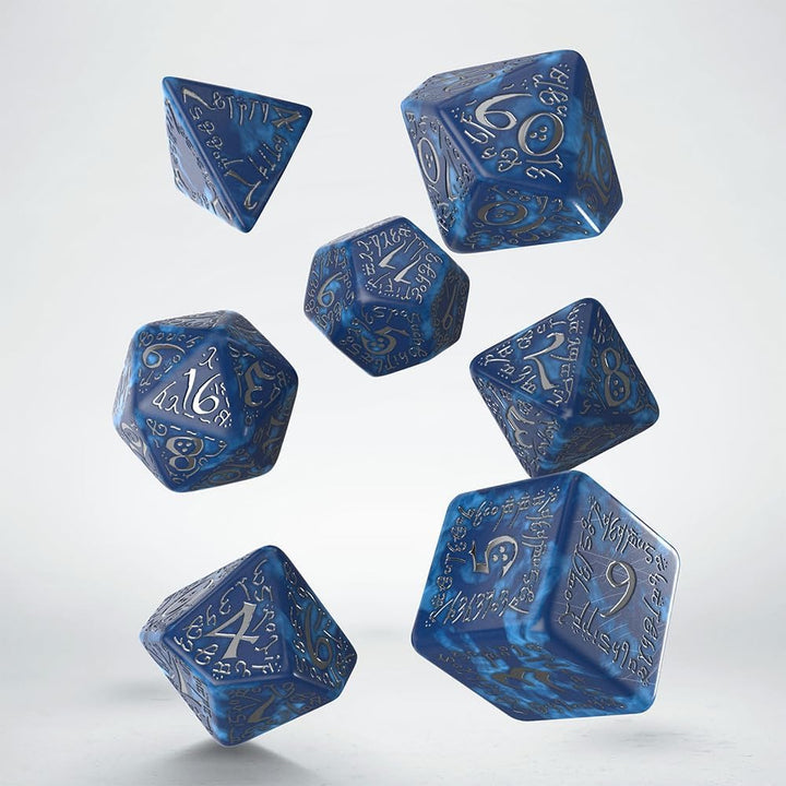 Elvish Cobalt & Silver Dice Set by Q-Workshop, Dice Board Game