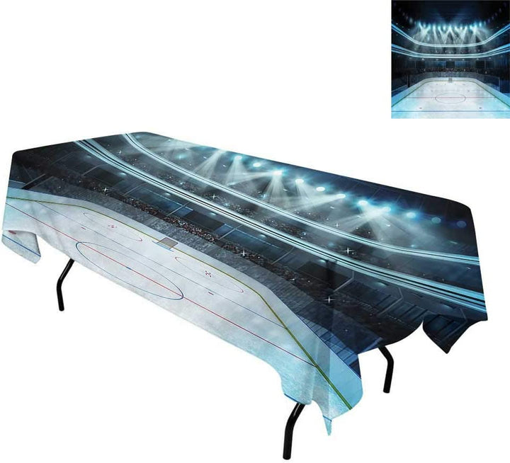 kangkaishi Hockey,Waterproof/Oil Proof/Stain Resistant Table Cover,Photo of a Sports Arena Full of People Fans Audience Tournament Championship Match,Tablecloths Extra Long,W54 x L72 Inch Multicolor