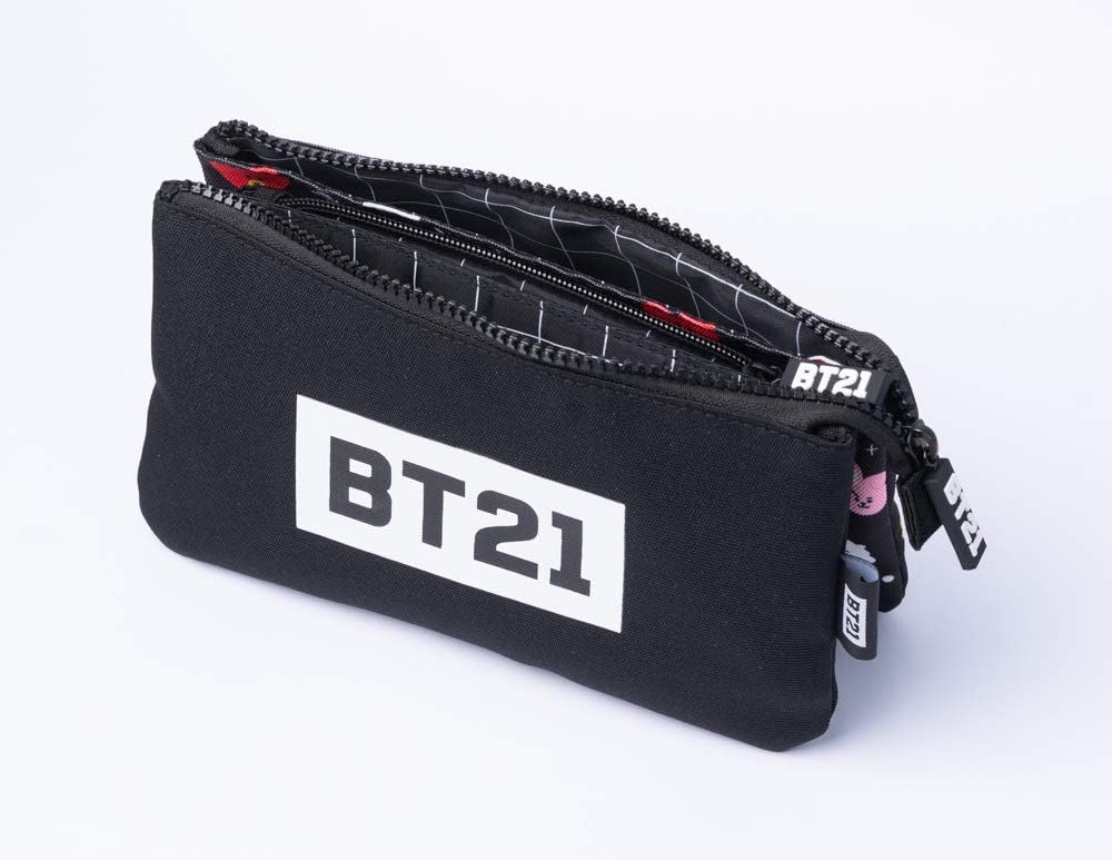 Grupo Erik BT21 Pencil Case - Cool Collection - Large Pencil Case - Triple Pocket Pencil Case