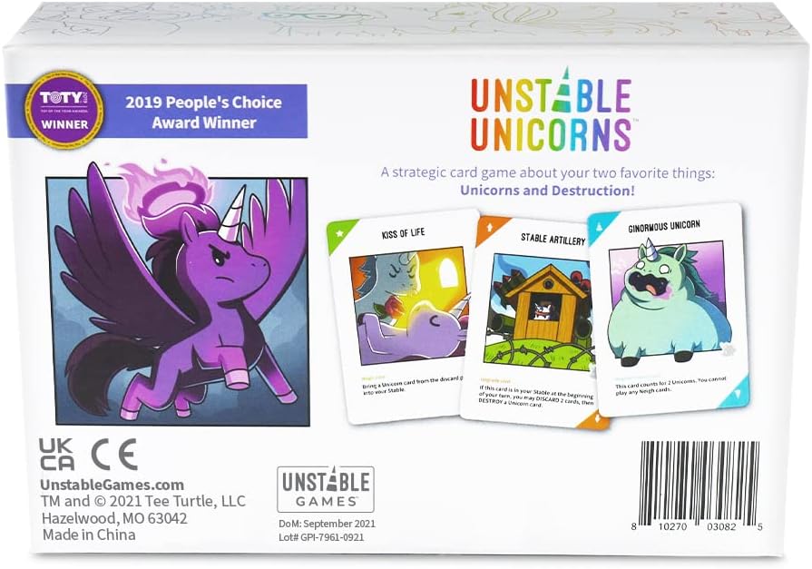 TeeTurtle | Unstable Unicorns | Card Game | Ages 8+ | 2-8 Players | 30-45 Minute