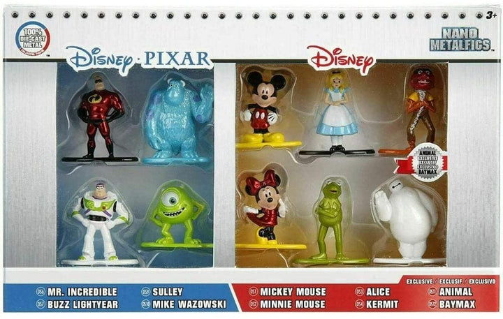 Jada Disney Nano Metalfigs Mini-Figures moulées sous pression, paquet de 10 pièces