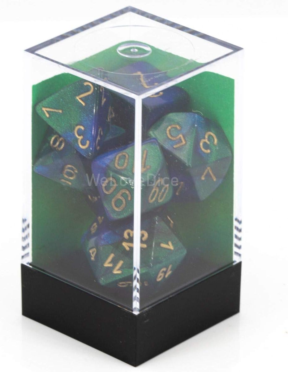 Chessex 26436CHX Gemini Polyhedral Blue-Green/Gold 7-Die Set