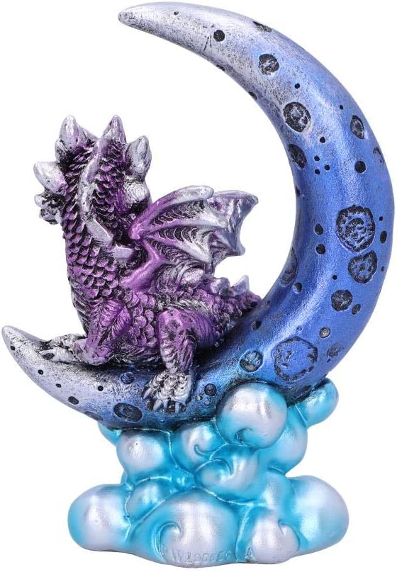 Nemesis Now U5028R0 Metallic Purple Crescent Creature Moon Dragon Figurine, Poly