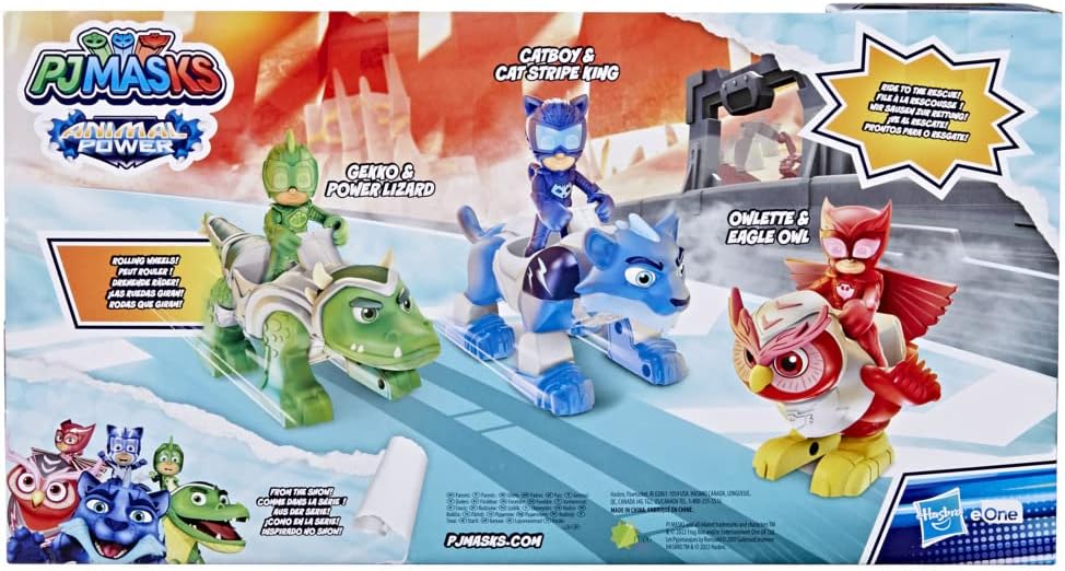 PJ MASKS Animal Power Hero Animal Trio Preschool Toy, Action Figure and Vehicle