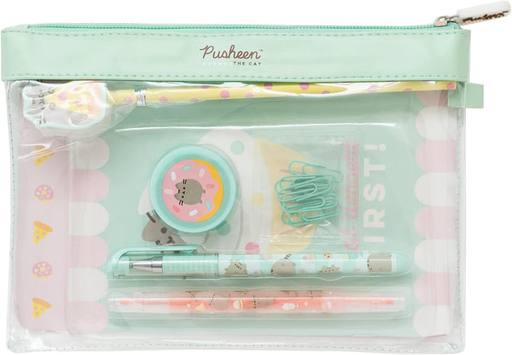 Official Pusheen Foodie Super Stationery Set - Pens and Pencil with Eraser Toppe