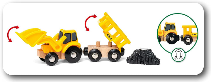 BRIO World Construction Vehicles Train Set for Kids Age 3 Years Up