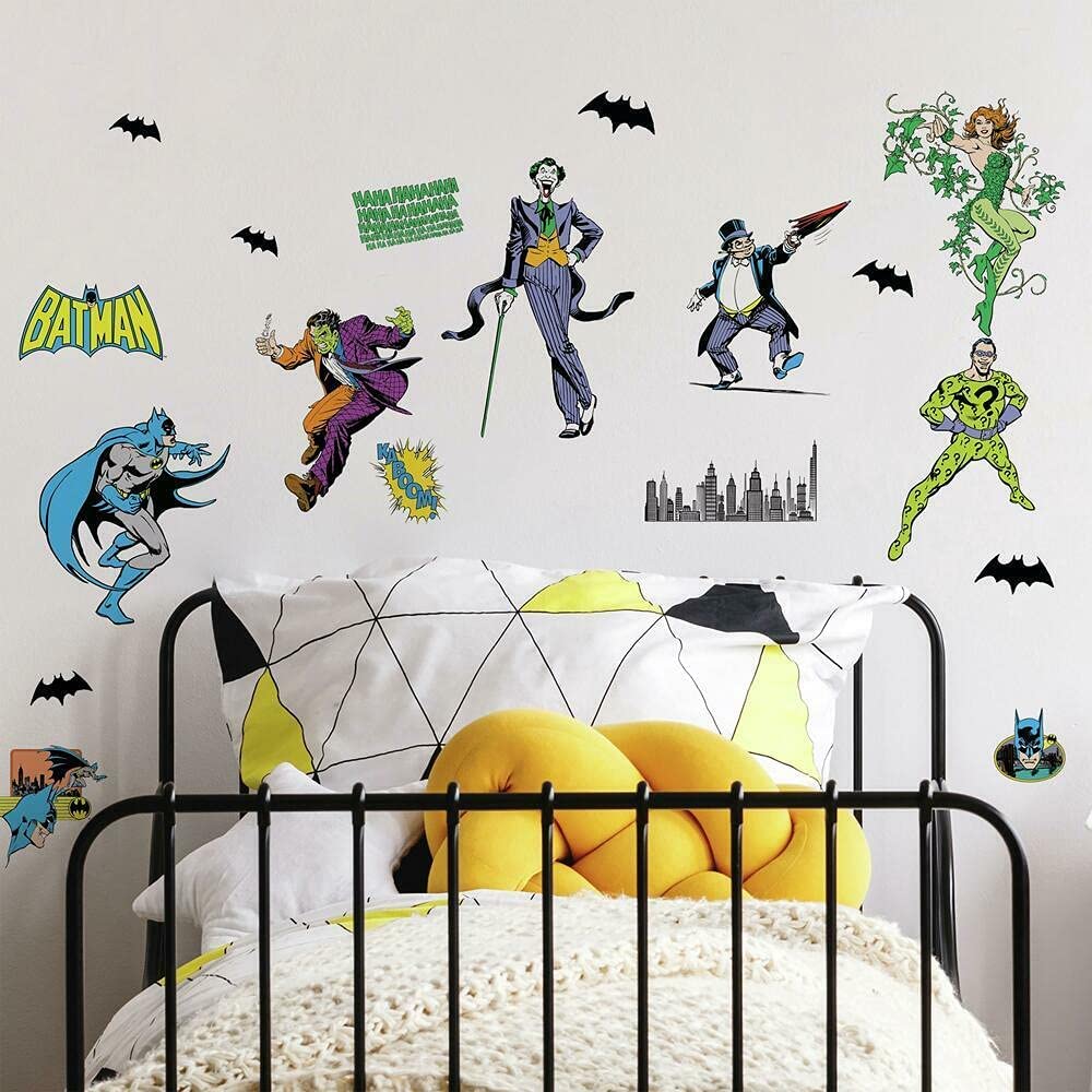 RoomMates RMK4938SCS Batman Villains Peel and Stick Decals, Blue, Green, Black