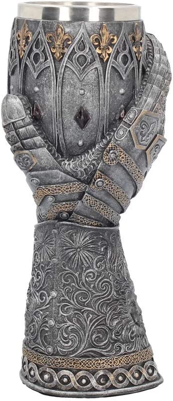 Nemesis Now B2404G6 Lionheart Armoured Glove, Silver, Resin with Stainless Steel