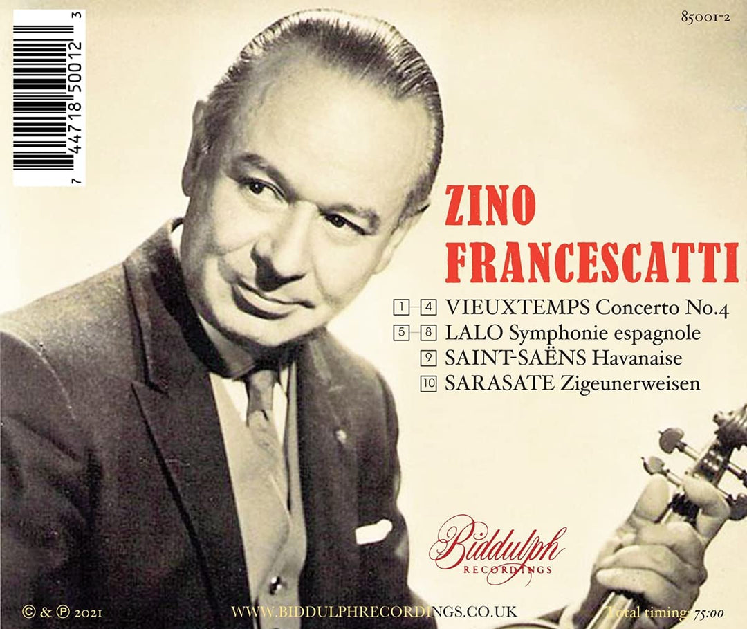 Zino Francescatti Plays Lalo [Zino Francescatti; Eugene Ormandy; Dimitri Mitropoulos; William Smith] [Biddulph Recordings: 85001-2] [Audio CD]