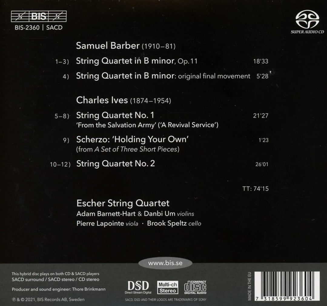 Barber & Ives: String Quartets [Escher String Quartet] [Bis: BIS2360] [Audio CD]