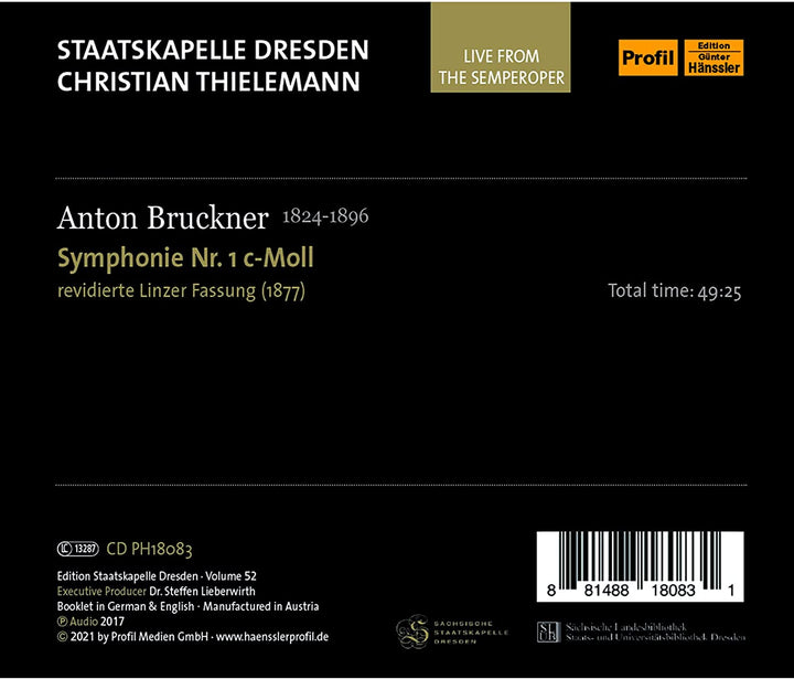 Staatskapelle Dresden - Bruckner: Symphony No. 1 [Staatskapelle Dresden; Christian Thielemann] [Profil: PH18083] [Audio CD]