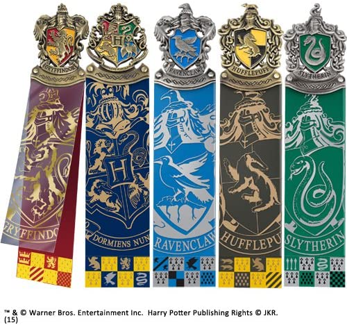 The Noble Collection Harry Potter Crest Bookmark Set - Set of 5 Hogwarts 6.7in (17cm) Bookmarks in Display Box - Officially Licensed Film Set Movie Gifts Stationery