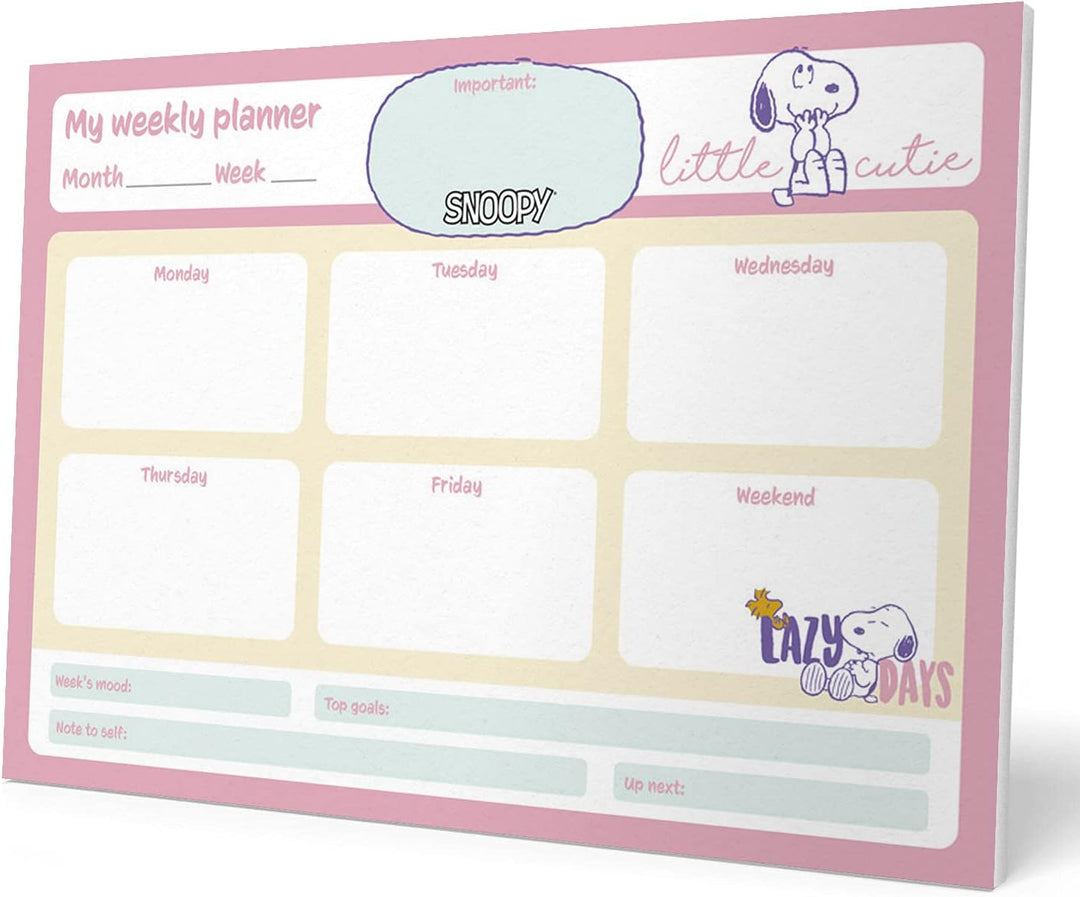 Official Snoopy Weekly Planner A4 - Snoopy Calendar - Family Calendar - 54 Tear Off Pages