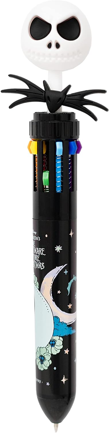 Grupo Erik Disney Tim Burton's The Nightmare Before Christmas Pen | 10 in 1 Ballpoint Pen with 3D Jack Skellington Topper