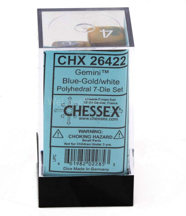 Chessex CHX26422 Dice-Gemini Blue-Gold/White Set
