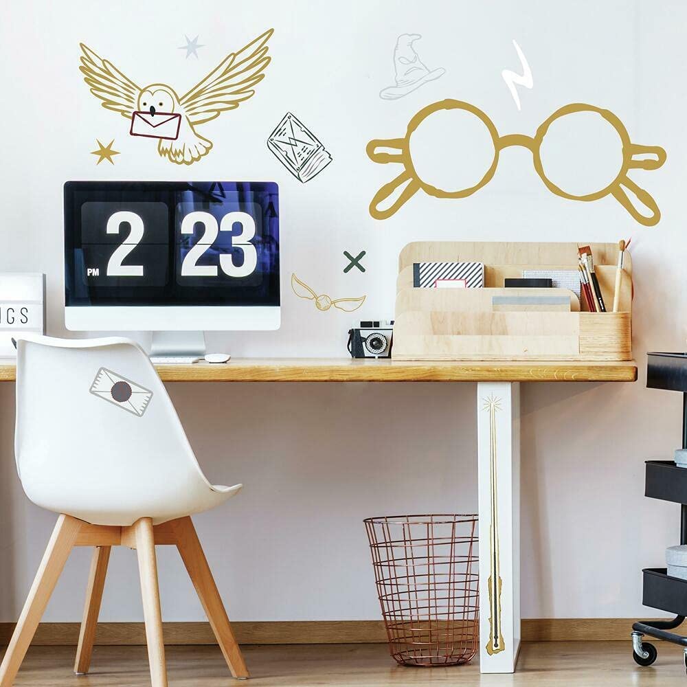 RoomMates RMK4955GM Harry Potter Glasses Giant Wall Decal Peel and Stick, Gray,