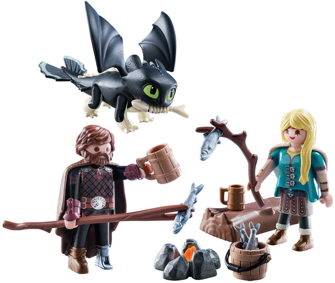 Playmobil 70040 DreamWorks Dragons, Hoquet et Astrid avec Bébé Dragon