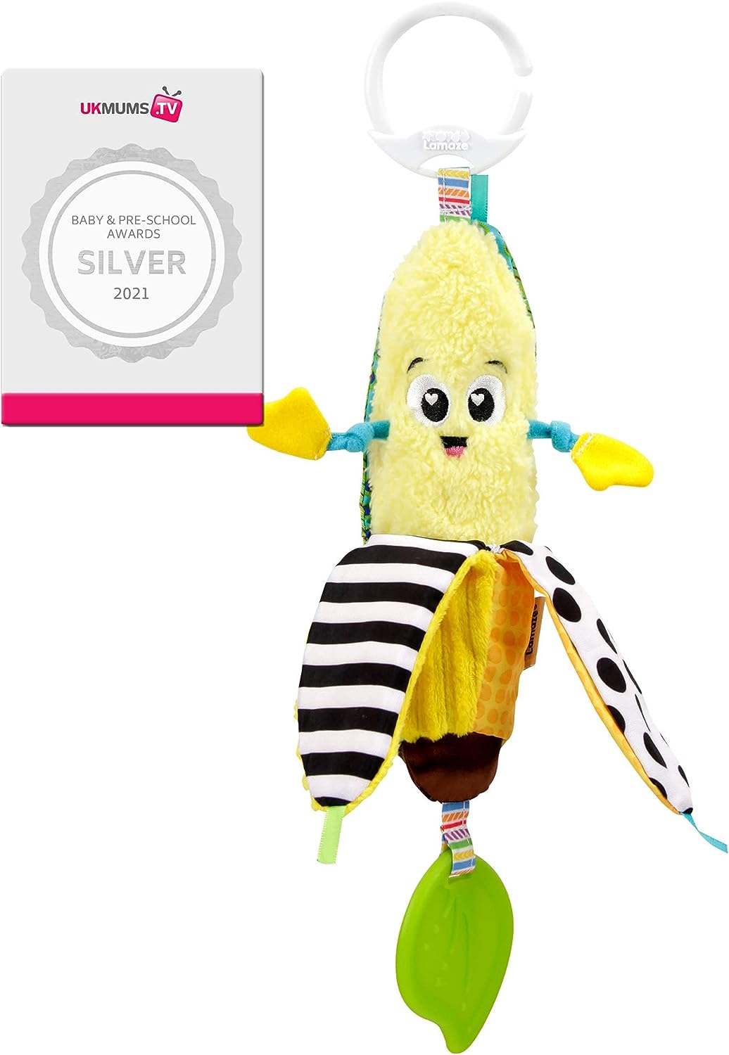 LAMAZE Bea the Banana, Clip on Pram and Pushchair Newborn Baby Toy, Sensory Toy for Babies with Colours and Sounds, Development Toy for Boys and Girls Aged 0 to 24 Months