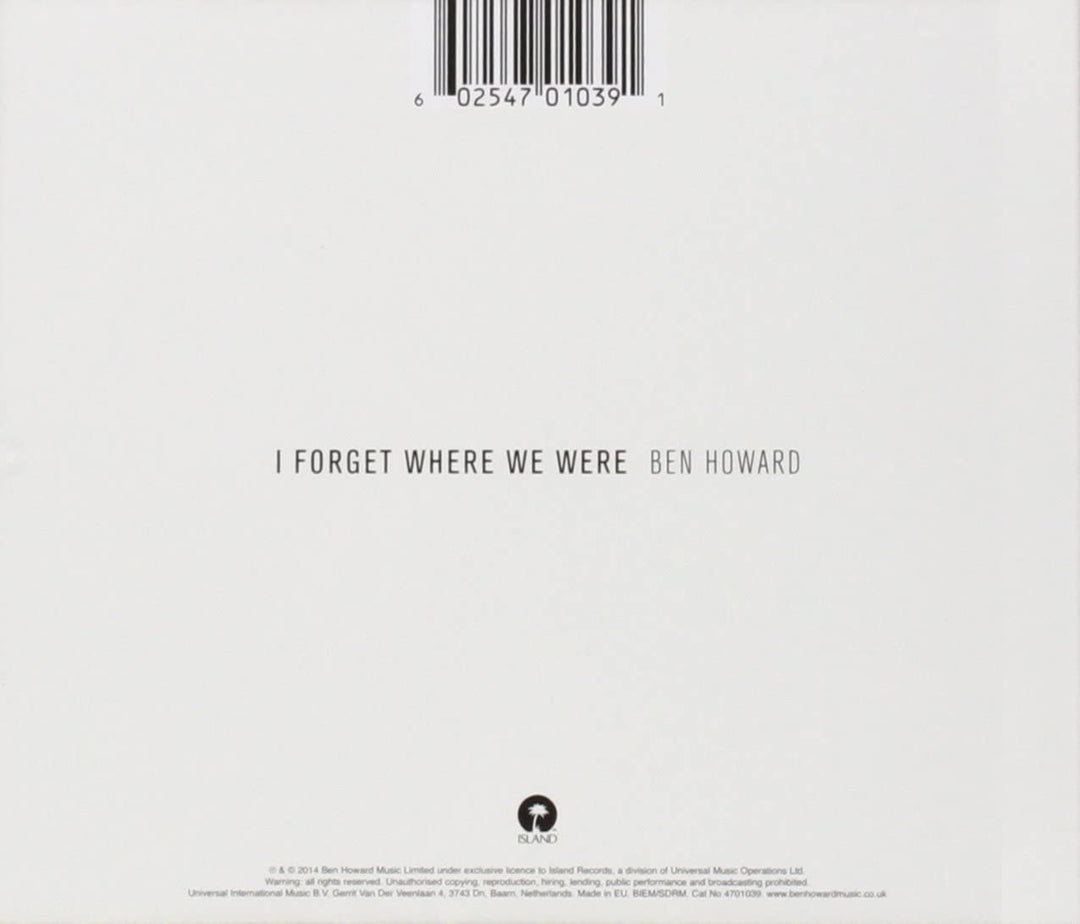 I Forget Where We Were -Ben Howard  [Audio CD]