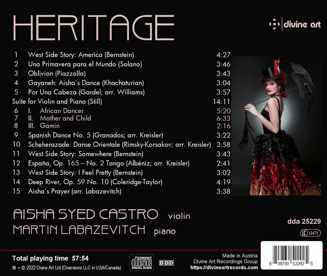 Heritage [Aisha Syed Castro; Martin Labazevitch] [Divine Art: DDA25229] [Audio CD]