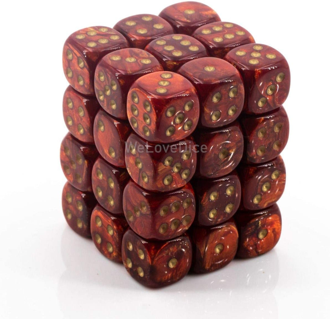 Dice Block with 36 d6 Scarab Scarlet w/gold