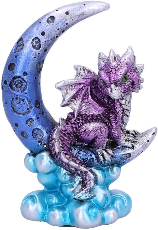 Nemesis Now U5028R0 Metallic Purple Crescent Creature Moon Dragon Figurine, Poly