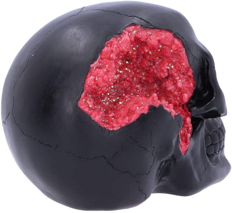 Nemesis Now Geode Black Red Gothic Glitter Skull Figurine, Polyresin, 17cm