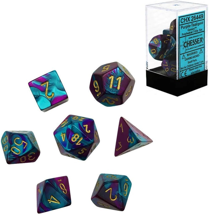 Chessex Says: CHX26449 Gemini Dice Set: Purple-Teal/Gold (7), one size