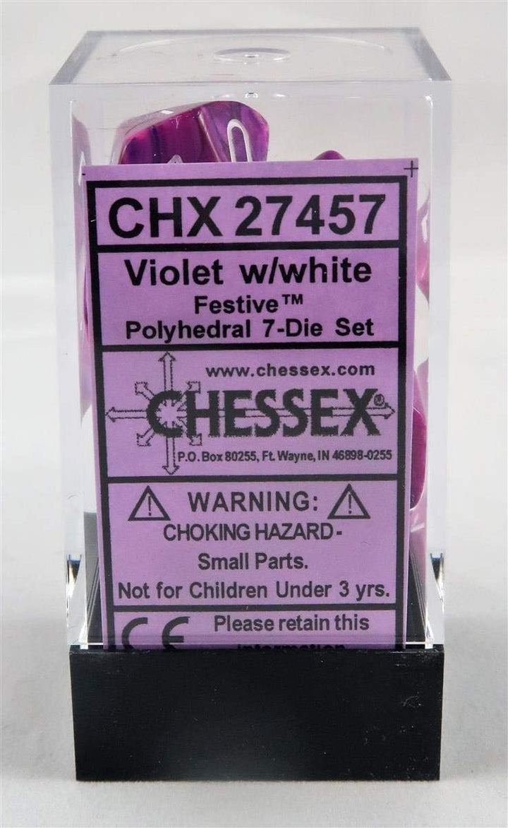 Chessex Chx27457 Dice-Festive Violet/White Set