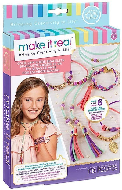 Make It Real Gold Link Suede Bracelets Diy Suede Bracelet & Choker Making Kit - Yachew