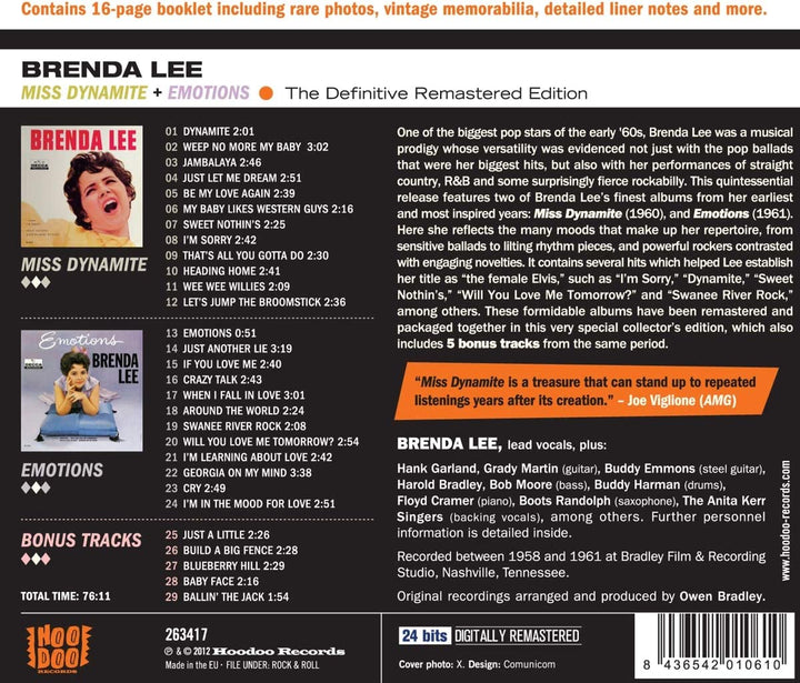 Brenda Lee - Miss Dynamite + Emotions + 5 Bonus Tracks [Audio CD]