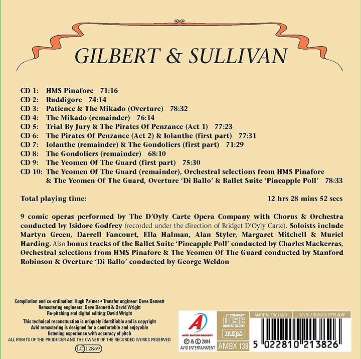 Gilbert and Sullivan - Operas of Gilbert and Sullivan (D'Oyly Carte Opera Company) ][Audio CD]