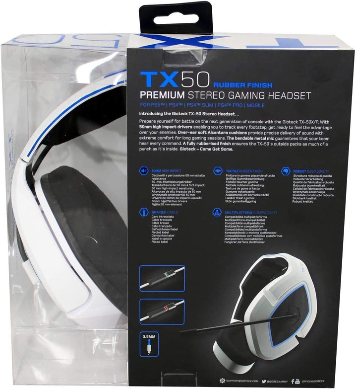 Gioteck TX-50 Wired Stereo Gaming Headset (PS5) (White/Blue) (4/16) (PS5)