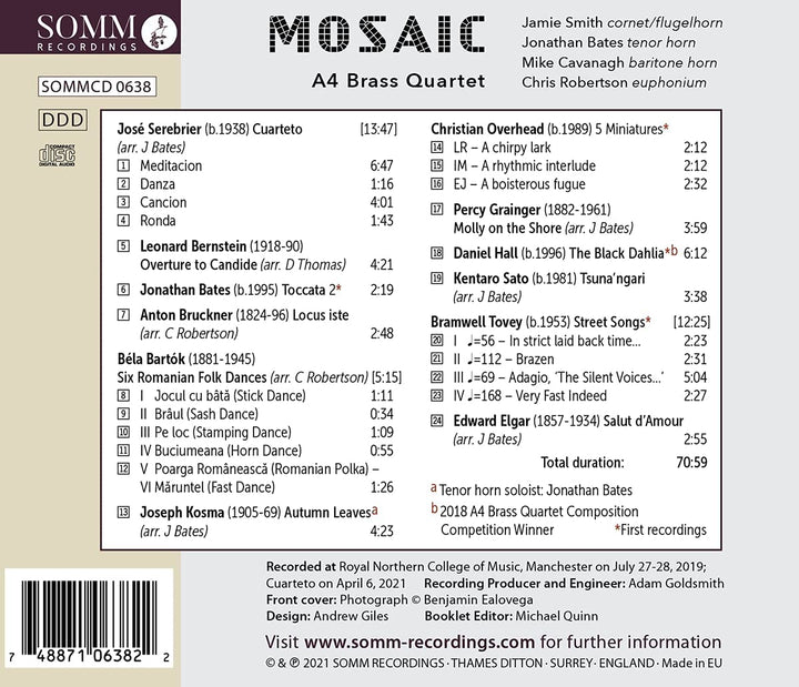 Mosaic [A4 Brass Quartet] [Somm Recordings: SOMM 0638] [Audio CD]