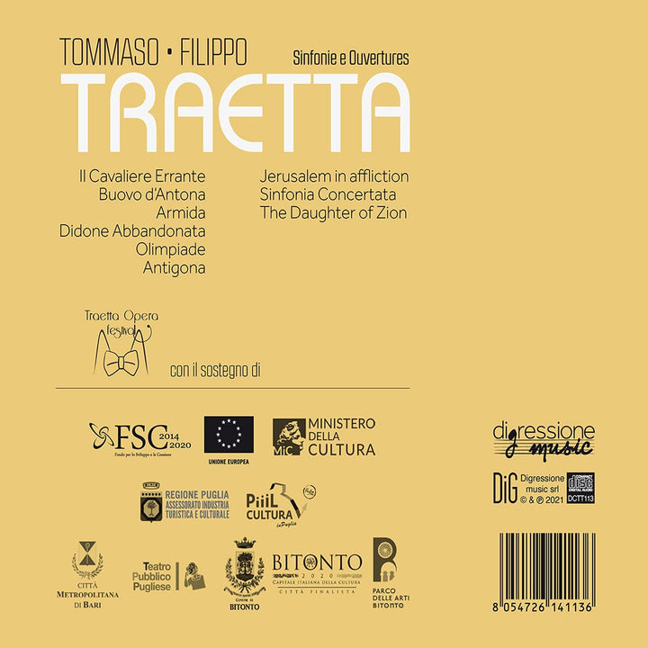 Traetta: Sinfonie [Orchestra Sinfonica di Bari; Vito Clemente] [Digressione Musi [Audio CD]