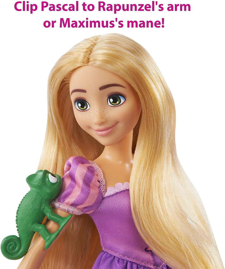 Disney Princess Toys, Rapunzel Doll with Maximus Horse, Pascal Figure, Brush and Riding Accessories