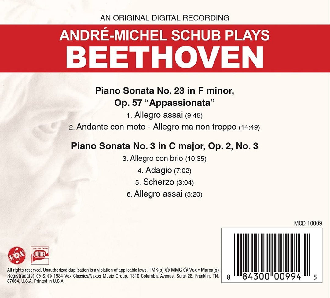 Ludwig van Beethoven: André-Michel Schub Plays Beethoven [André-Michel Schub] [Vox Classics: M 10009] [Audio CD]