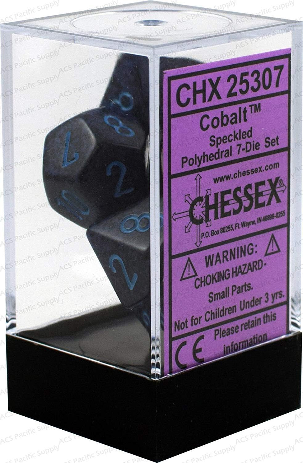 Chessex DND Dice Set-Chessex D&D Dice-16mm Speckled balt Plastic Polyhedral Dice Set-Dungeons and Dragons Dice ludes 7 Dice