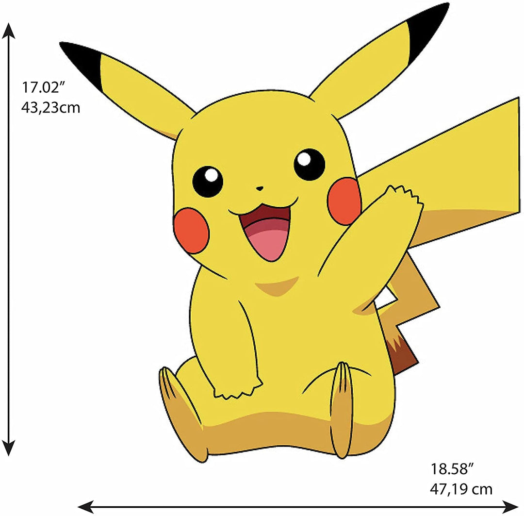 RoomMates RMK4821GM Pikachu Peel and Stick Decals, Yellow, red, Blue