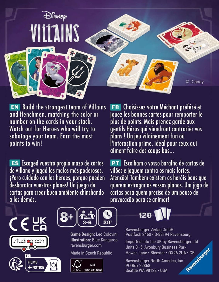 Ravensburger Disney Villains Card Games for Kids Age 3 Years Up