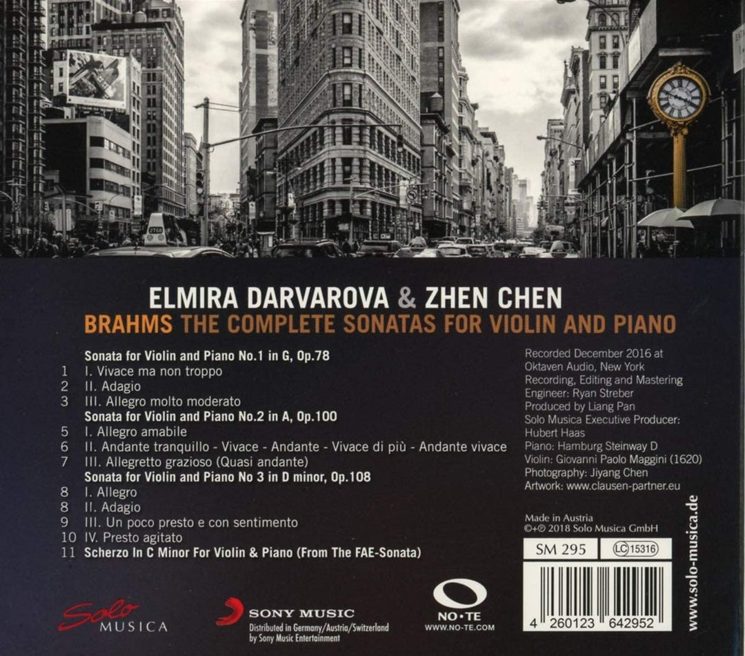 Brahms: The Complete Sonatas for Violin And Piano [Elmira Darvarova; Zhen Chen] [Solo Musica: SM295] [Audio CD]