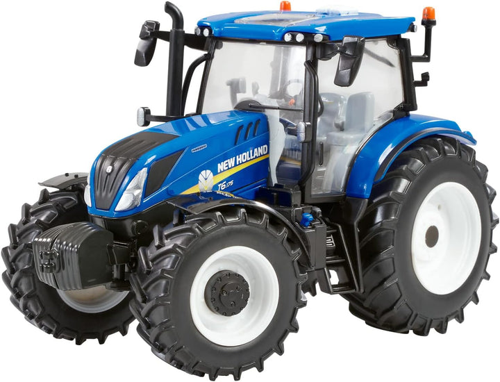 New Holland T6.175 Blue Power Tractor Replica, New Holland Tractor Replica Compatible with 1:32 Scale Farm Animals and Toys