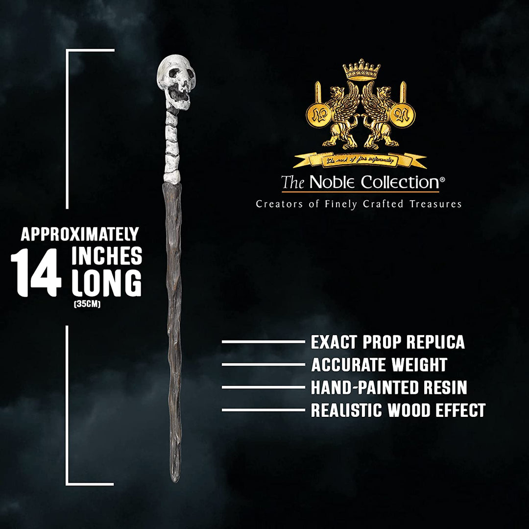 The Noble Collection Death Eater Skull Character Wand 14in (35cm) Wizarding World Wand With Name Tag