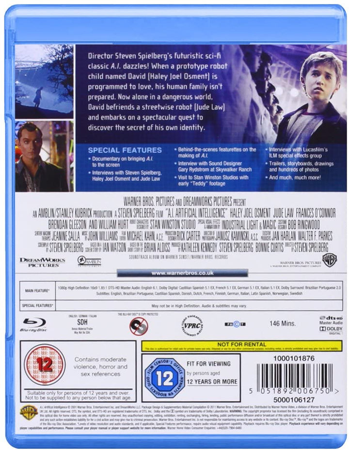 A.I. Artificial Intelligence [2001] [Region Free] - Sci-fi/Drama [Blu-Ray]