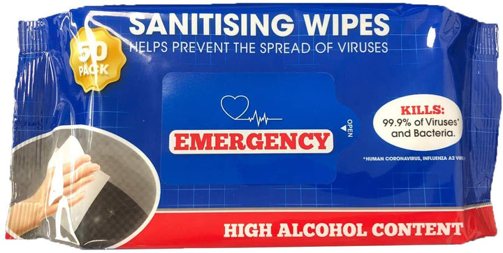 50 Pack Sanitising Wipes Home Kitchen Household Surface Cleaning Antibacterial Disposables