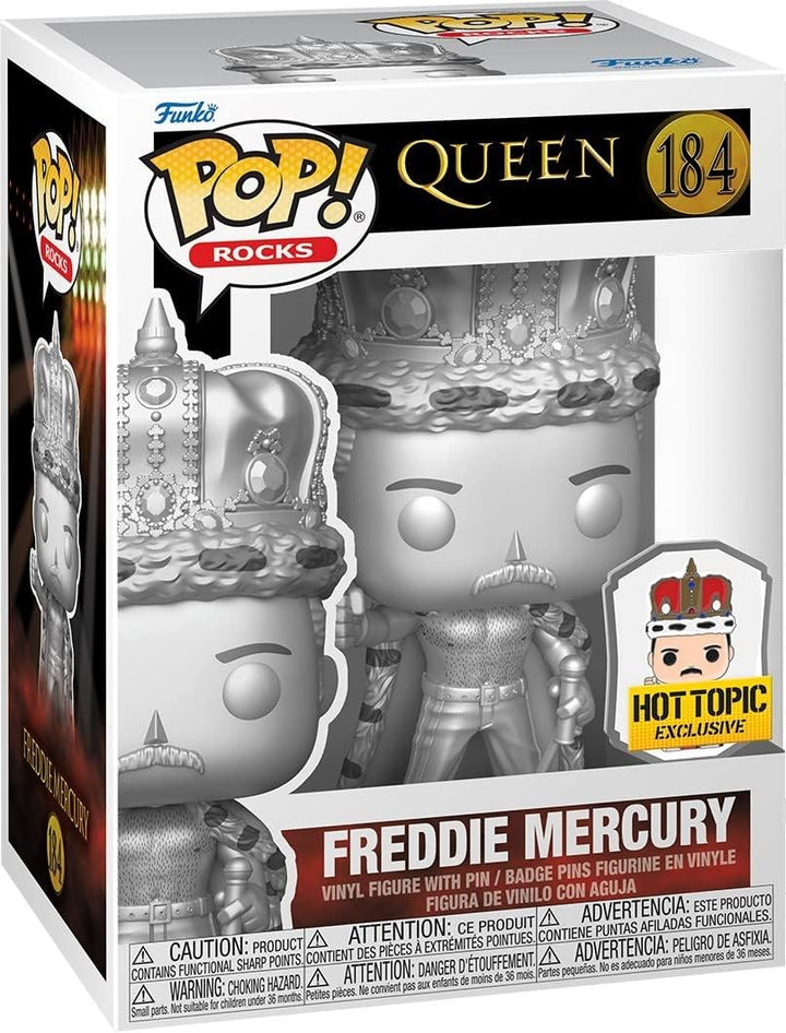 Queen - King Freddie Mercury Platinum Funko 68953 Pop! Vinyl with Pin (Yachew Exclusive)
