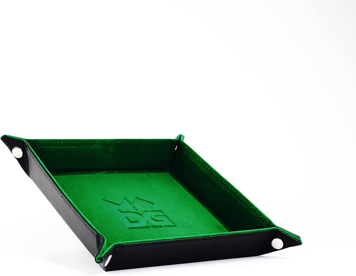 Metallic Dice Games Fold Up Velvet Dice Tray w/ PU Leather Backing: Green, Role