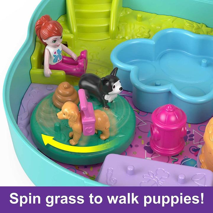 ?Polly Pocket Mini Toys, Doggy Birthday Bash Compact Playset with 2 Micro Dolls